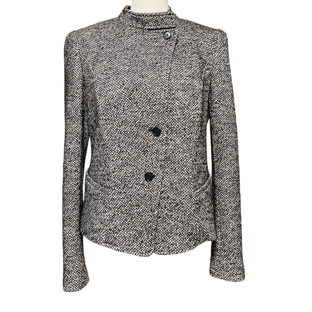 ANN TAYLOR TWEED STYLE BLACK & WHITE SUIT JACKET WOMENS SIZE 10